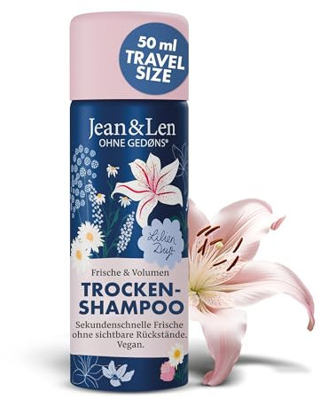 Jean & Len Mini Dry Shampoo Freschezza e Volume, senza radici grasse, senza residui bianchi, al profumo di giglio, capelli fini senza volume, formato viaggio, senza parabeni e siliconi, vegan, 50 ml