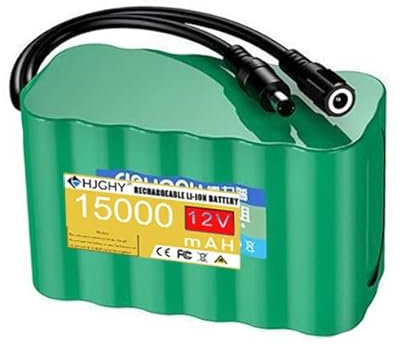 HJGHY Batería de Litio de 12 V CC, 12 V, 15 000 mAh, batería de Iones de Litio Recargable de Repuesto para Altavoces Exteriores, Equipo de monitoreo, Bomba de oxígeno,12v 15000mah,Two