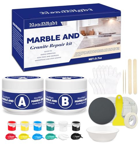 MendMight Tile, Granite and Ceramic Tile Repair Kit(Color Match), Tub Fibreglass Repair Kits with Strong Adhesion, Quartz Countertop Marble Repair Kit for Chips Holes Dents Defects Scratches Cracks