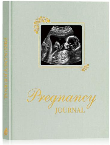Lanpn Graviditetsdagbok Vecka för Vecka, Gravidbok 9 Månader, Graviditetsagenda för Kommande Mamma, Album Minnen från Födseln Foton Ultraljud Baby, Present Gravida 156 Sidor, Engelska, Grön