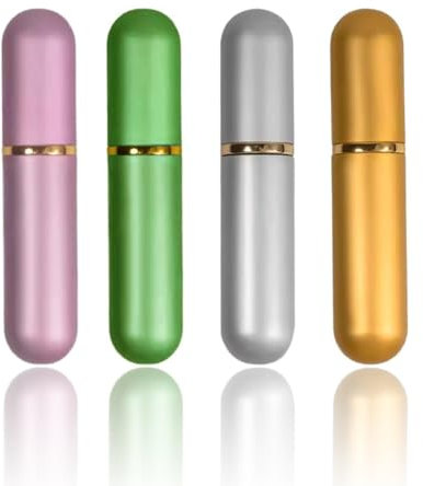 BCHKO 4 Sticks à Inhaler pour Huiles Essentielles, Tubes d'Huile Essentielle, Flacon d'Aromathérapie, Inhalateurs Nasaux, Tube de Parfum avec 4 Mèches en Coton (Noir/Argent/Or/Gris)