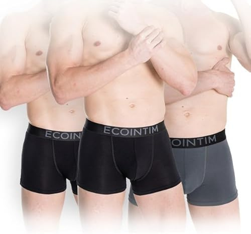 ECOINTIMO Boxer Uomo [Pack da 3] | 93% Fibra di bambù, 7% Elastan, Traspiranti, Morbidi e sagomati, Ideali Come Intimo Quotidiano e Sportivo