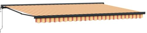 vidaXL Toldo Automático Retráctil Amarillo y Naranja 500 x 300 cm Dar Sombra en tu Patio, jardín o terraza. Es una solución Moderna y Funcional para protegerte del Sol.