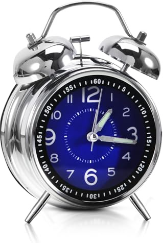 CIGTSICO Loud Alarm Clock For Heavy Sleepers, Metal Twin Bell Battery Alarm Clocks Bedside, Silent Non-ticking Quartz With Backlight For Deep Sleepers, Seniors, Kids, Bedrooms, Desk