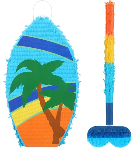 Soulchen Birthday Party Piñata Decorations Includes Eye Mask Stick Blindfold Confetti Birthday Party Camping Theme Favor Supplies(Surfboard Piñata)