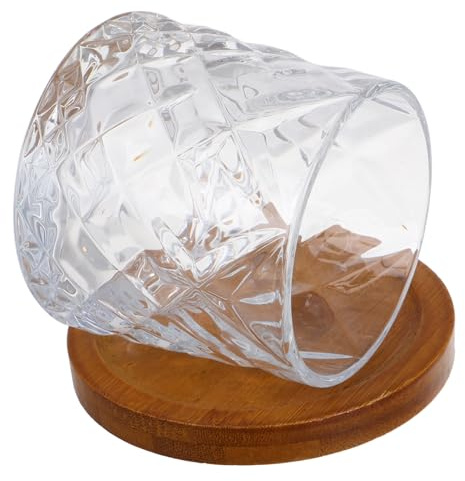EPIGEIST Verre à Whisky Rotatif avec Base Bois Stable Verre à Vin et Cocktails Polyvalent pour Bar Maison pour Dégustation et Décompression