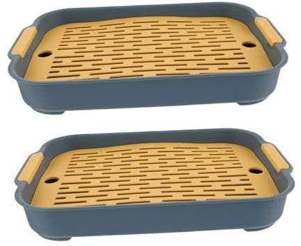 PENIKOKO 2 Stück-Pack Kaninchentoilette aus Robustem Kunststoff Rechteckige Kleintiertoilette mit Glatten Kanten Platzsparend für Kaninchen und Meerschweinchen Geeignet für Zuhause