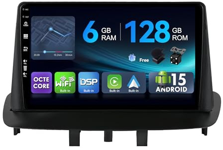 MSD 6G+128G - 9 Pollice Autoradio Per Renault Megane 3 (2008-2014) | Android 15 GPS Navi Radio | Carplay Android Auto Volant Dual Band WiFi DSP DAB Bluetooth | Telecamera MIC | Octa-Core 2 Din