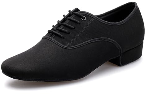 sekiueo Zapatos De Baile De Salón para Hombre Vals Tango Salsa Zapatos De Carácter Suela De Cuero Antideslizantes Estilo Oxford,Negro,45 EU
