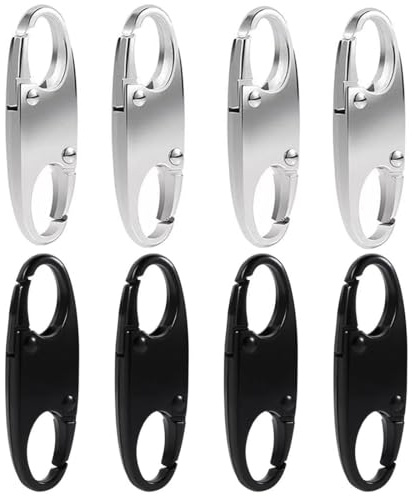 YIPFEN 8 Pezzi Cerniere Versatili, Chiusura Antifurto Zipper, Clip Anti-Scippo per Valigie, Borse, Portafogli, Cursori per Cerniere (Nero, Argento)