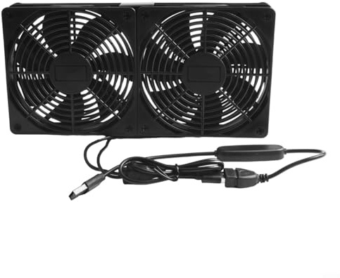 Ventilador de refrigeración USB para PC de 120 mm, 5 V, 3 velocidades ajustables, alto flujo de aire silencioso, para router/módem/Xbox/TV Box/DVR (ventilador dual)