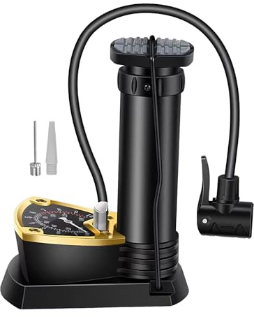 Luftpumpe für Fahrrad | Leichte Fußpumpe mit Druckanzeige für Auto, tragbarer Kompressor für Reifen von Motorrad, Elektroroller, Auto, aufblasbar, Hochdruckpumpe