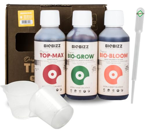Weedness BioBizz Fertilizer Set 3-piece Indoor Try Pack - Natural Fertilizer Organic Fertilizer Grow BioBizz Starters Pack Orchids Blue Grain