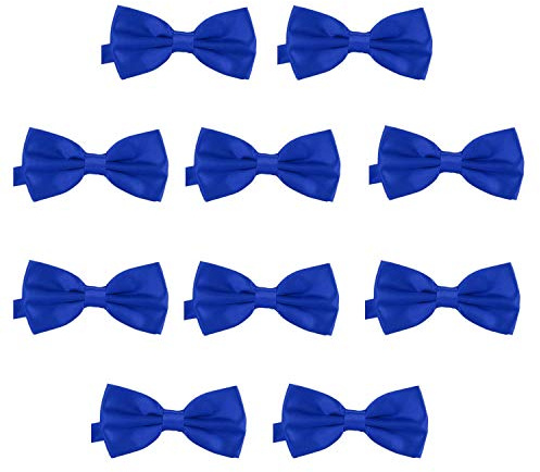 DonDon 10er Set Herren Fliege 12 x 6 cm gebunden und längenverstellbar blau