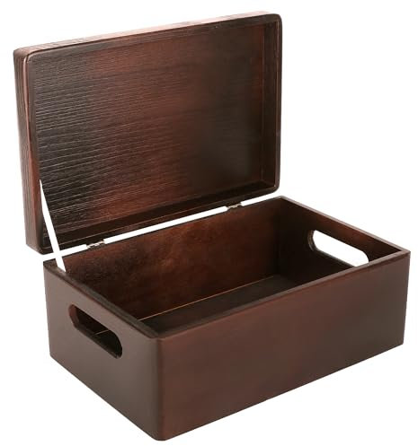 Creative DECO Marrón Grande Caja Madera Decorativa Almacenaje | Con Tapa y Asas | 30x20x14cm (+/-1cm) | Cofre Decorar Regalo Decoupage | Juguetes, Documentos, Objetos de Valor, Herramientas