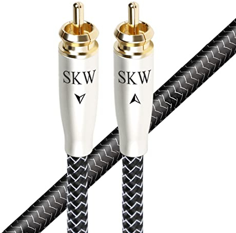 SKW RCA Koaxialkabel Cinch Digitalkabel 5Meter, High-End Audiokabel mit Kupfer-Silber-Litzen und Vergoldeten Steckern, Kompatibel mit Soundbar, Lautsprechern, Verstärker, AV-Receiver