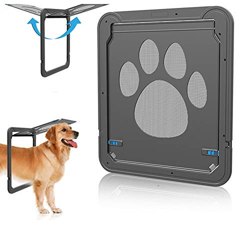 PJDDP Katzenklappe Hundeklappe Automatisch,Haustier Bildschirm Türklappe Fuer Hunde Katze, Abschließbar Atmungsaktiv Für Fliegengittertür, Installieren Leicht Mit Teleskoprahmen,L