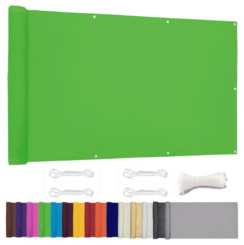 Lingle888 Balkon Sichtschutz PB2 PES blickdichte Balkonumspannung mit Ösen und Kabelbinder 8 Tage geliefert - in div.20 Größen & 14 Farben 420D(Grün,0.8x4m)