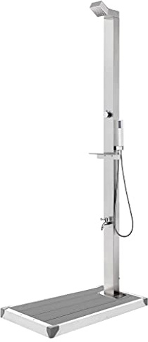 vidaXL Gartendusche mit Grauer Bodenplatte 225 cm Edelstahl