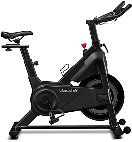 Bicicleta indoor Maskhal Black LITE, Entrenar en Casa con Pantalla LCD, Freno Magnético, Soporte para Móvil, Ajuste de asiento y manillar, Soporte de Botella