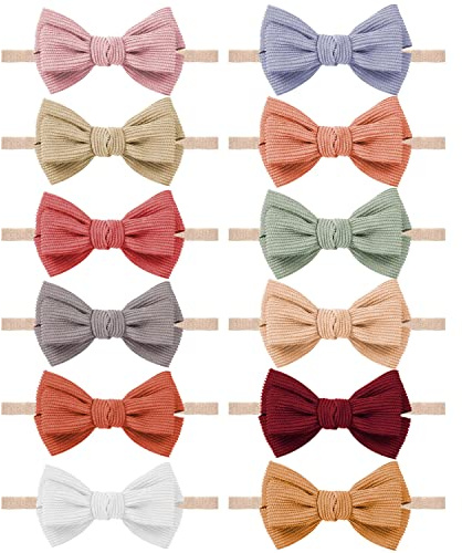 VISBL Baby Girl Headbands and Bows, Newborn Infant Toddler Nylon Elastics Hairbands Hair Accessories