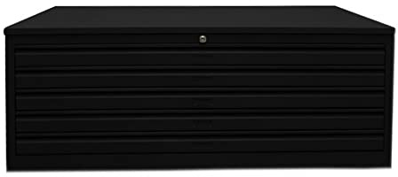 Schrank & Stuhl Planschrank – Grafikschrank mit 5 Schüben für DIN A1 Formate, Flachablageschrank in Tiefschwarz (RAL 9005), Lieferung komplett montiert, 53 x 113 x 83 cm