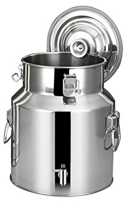Bidon à lait hermétique - 5L/9L/14L en acier inoxydable Boîte de stockage de vin de lait Boîte de transport Seau à lait - Carafe fourre-tout Baril d'huile Seau à thé avec robinet / 5L