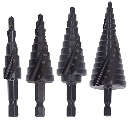 Stufenbohrer Schnellarbeitsstahl Spiralnut Pagodenlochreibahle Sechskantschaftwerkzeug Metallbearbeitung Mehrzweckbohrer(10 Stufen (4‑22 mm))