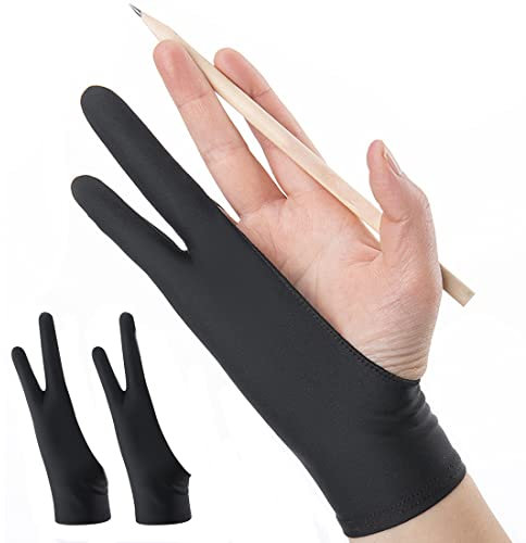 2 gants à deux doigts à couche unique (taille M) pour tablettes à dessin - Protègent l'écran, les dessins et les croquis contre la saleté