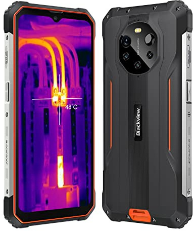 Blackview BL8800 Pro - Smartphone 5G - Double Sim - Ecran de 6.58'' - 128 Go, 8 Go RAM - Orange - Certifié IP68 & IP69K - Appareil Photo Principal de 50 + 20 + 8 + 2 Mpx