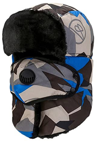 DongBao Wintermütze mit Ohrenklappen,Warme Trappermütze Bomber Hut Unisex Fliegermütze Kunstfellmütze für Herren Damen Russischer Skifahren Mütze