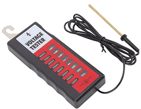 Septpenta Weidezaun Zaunprüfer, Zaun Fehlersucher, 1000V Bis 8Kv Breiter Voltbereich, mit LCD Bildschirm und 8Pcs Indikator Licht, Ausgestattet Kupfer Plattiert Sonde