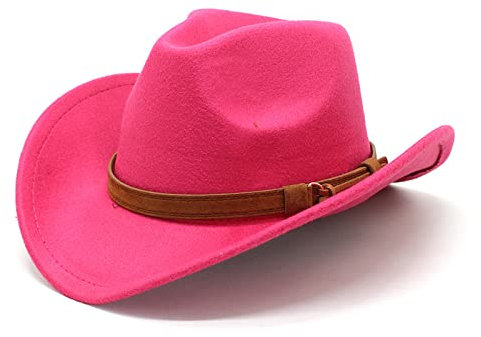 JOELEW Cowboy Hut Western Cowboy Cap Für Herren Vintage Fascinator Hochzeit Weiß Fedoras Mit Breiter Krempe Winter Elegante Damenhüte,Lila Rot,56-58Cm