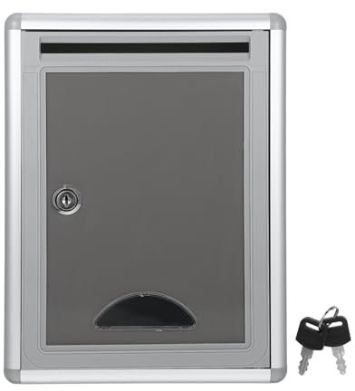NUOBESTY Small Wall Mounted Mailbox Stainless Steel Post Box Locking Security Drop Box Hanging Complaint Box for Outside