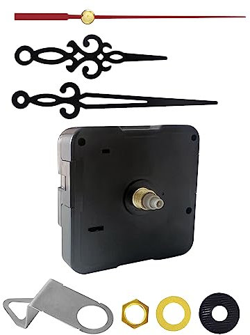 WinTaim Uhrwerk für Wanduhr Lautlos, Uhrwerke zum Selbsteinbau mit Zeiger Quarzuhrwerk DIY-Reparatur-Ersatz-Uhrenteile-Motor (13mm Gesamtwelzlänge, 1 Packung Uhrzeiger Black)