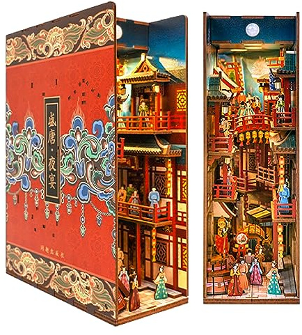 Tonecheer DIY Book Nook Kit Modellbausatz 3D Puzzle aus Holz für Erwachsene zum Baue Puppenhäuser Bastelset mit Licht Personalisierte Geschenke(The Banquet of Tang Dynasty)