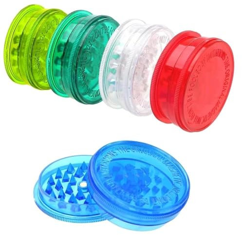 Vastu Magnetic 60mm 3 Part Plastic Grinder with Compartment - Perfect for Herbs and Spices - Random Colour (1 Pack)