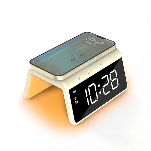 Caliber Digitaler Wecker mit Licht, dimmbarem Display, Doppelalarm & Quick Charge Ladestation, Für Kinder & Tiefschläfer, lauter Alarm, Digitale Uhr