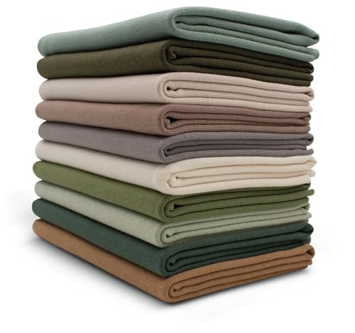VmG-Store 10x 0,25m Bündchenstoff Set Schlauchware 95% Baumwolle, 5% Elasthan Auswahl Jersey (Natur 2, 10er Set)