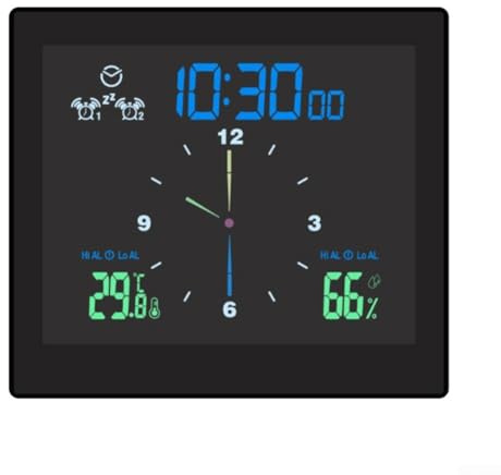Digitale Duschuhr mit Saugnapf, wasserdichte Wanduhr Badezimmeruhr mit Temperatur- und Feuchtigkeitsanzeige für Büro, Schule, Küche (Schwarz)