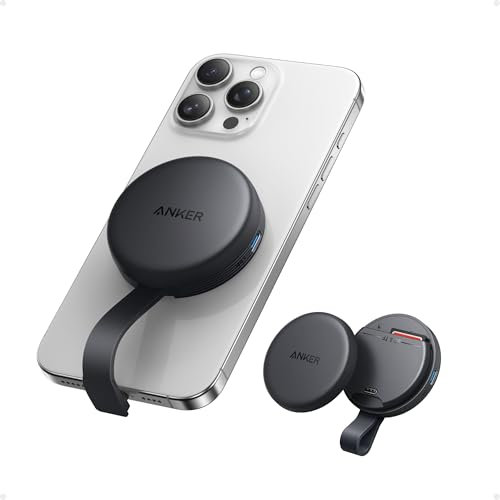 Anker MagGo USB-C Adapter, SD Card Reader for iPhone 15/16 Series, Portable Magnetic Memory Card Reader with Built-in Cable, Slot for SD&TF Card, 312MB/s Max Data Transfer for USB C Devices(Black)