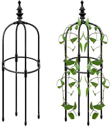 Enrejado de torre para plantas trepadoras de jardín Obelisco 2024, soporte de metal para enredaderas y flores (altura 90 cm, profundidad: 28 cm)