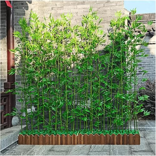 AVLLSO Separé da esterno Albero di bambù artificiale all'aperto, Schermo dell'albero di bambù con fioriera in legno, Muro di piante fai-da-te per l'abbellimento del portico sul balcone(1m/3.2ft H,30cm