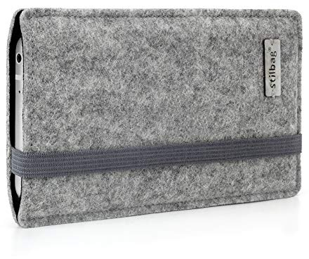 stilbag Handyhülle Finn für Apple iPhone 16 Pro | Farbe: hellgrau/schwarz | Smartphone-Tasche aus Filz | Handy Schutzhülle | Handytasche Made in Germany
