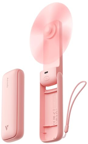 Aecooly Schlank Handventilator, Dünner Mini Ventilator, USB-Akku-Ventilator | [Bis zu 24 Stunden Kühlzeit], aufladbar tragbarer Taschenventilator für Reisen, Sommer, Geschenke für Frauen – Rosa