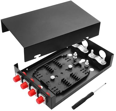 PNGKNYOCN FC Fiber Optical Terminal Junction Box，4 Port Wall Mount Fiber Optic Junction Iron Box Includes 4 FC Connectors