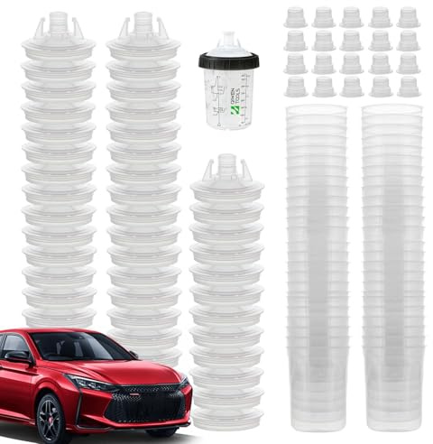 Zasdvn Gobelet pulvérisateur de voiture, gobelet de nettoyage pour pinceaux, peinture sûre avec graduation claire, outils et équipement de peinture avec pistolets et accessoires pour 50 systèmes de