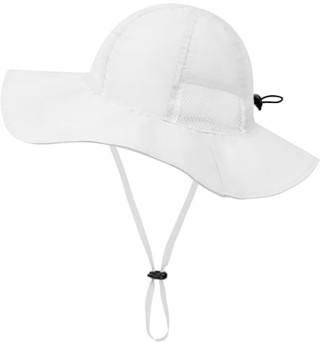 PONCEAU Baby Sonnenhut Atmungsaktiv Sommerhut Kinder UV Schutz UPF 50+ Strandhut mit Nackenklappe Verstellbarem Bindebändern