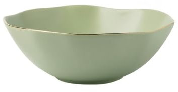 Ceramic minimalist style bowl and dish set, household solid color personalized bowl and plate - 9 inch soup bowl - green