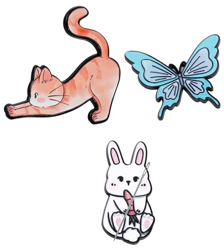 Magnetischer Nadelminder 3 Stück Niedliche Tierdesigns für Stickerei Und Näharbeiten Praktisches Nadelkissen für Kreuzstich Nähzubehör Tragbarer Nähnadelheber Nadelkissen Nadelkissen Magnetisch